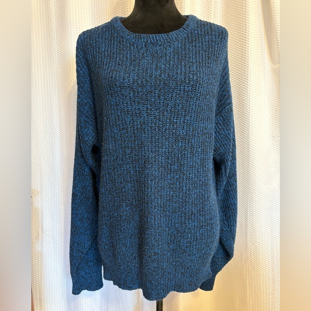 Vintage 80’s Le Tigre blue & black overlarge crew neck sweater size large